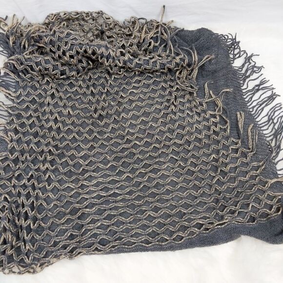 Unbranded Gray and Yellow Crochet Knit Scarf fring - Picture 3 of 5